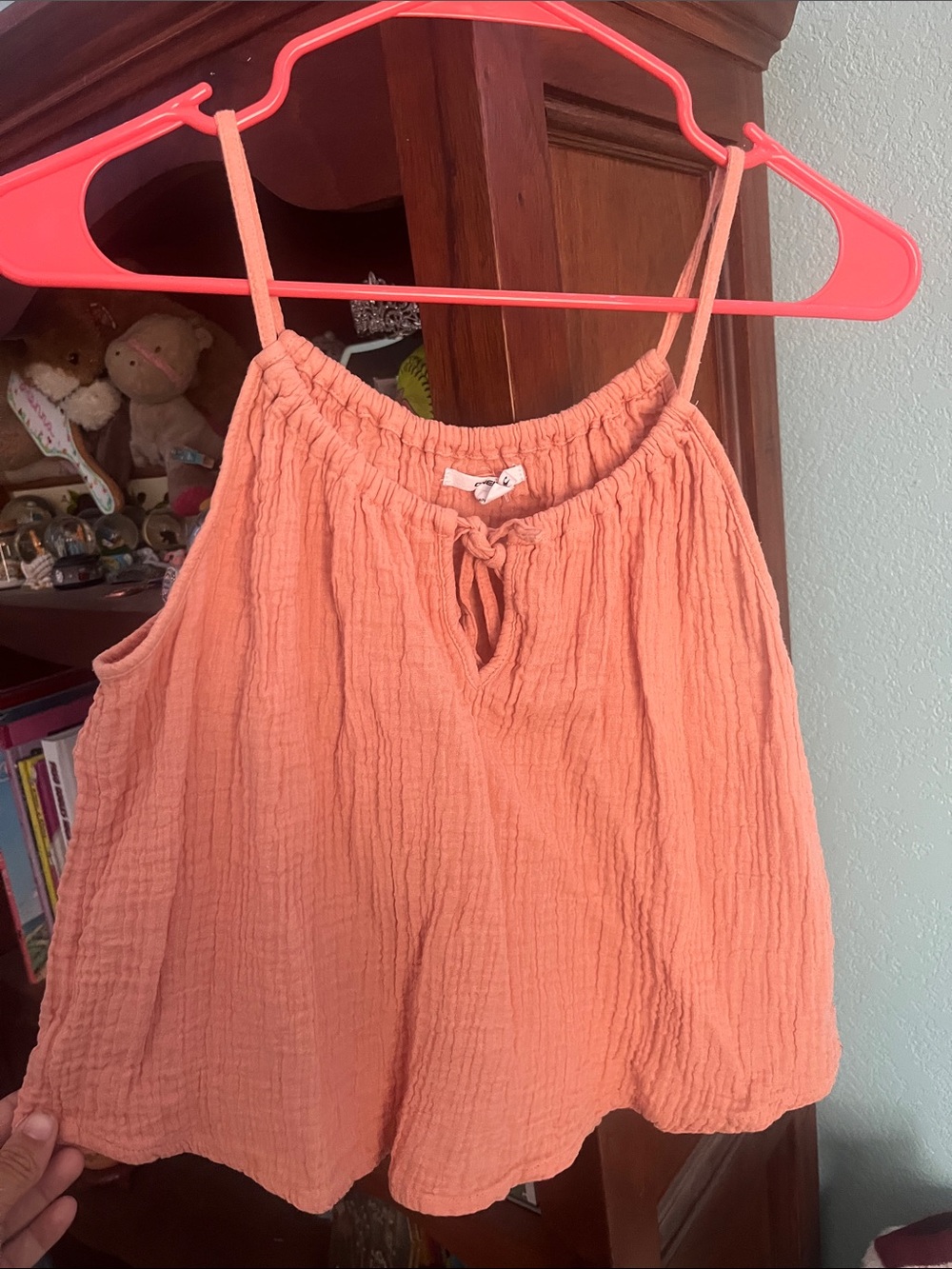 O'Neill Peach Crinkle Gauze Spaghetti Strap Camisole